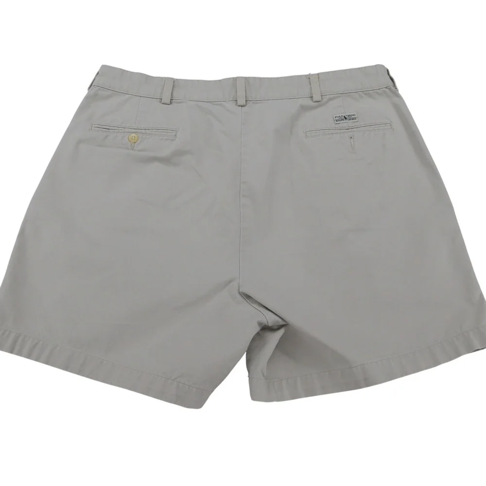 Polo Ralph Lauren Mens Pleated Chino Shorts Khaki Tan 100% Cotton Size 38